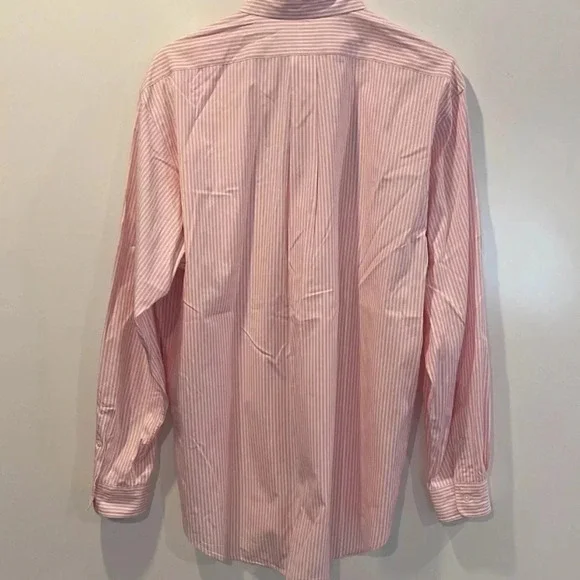 Polo Ralph Lauren Pink Striped Button Up Pony Dress Shirt Mens 16.5 Large (1175) - Picture 2 of 5
